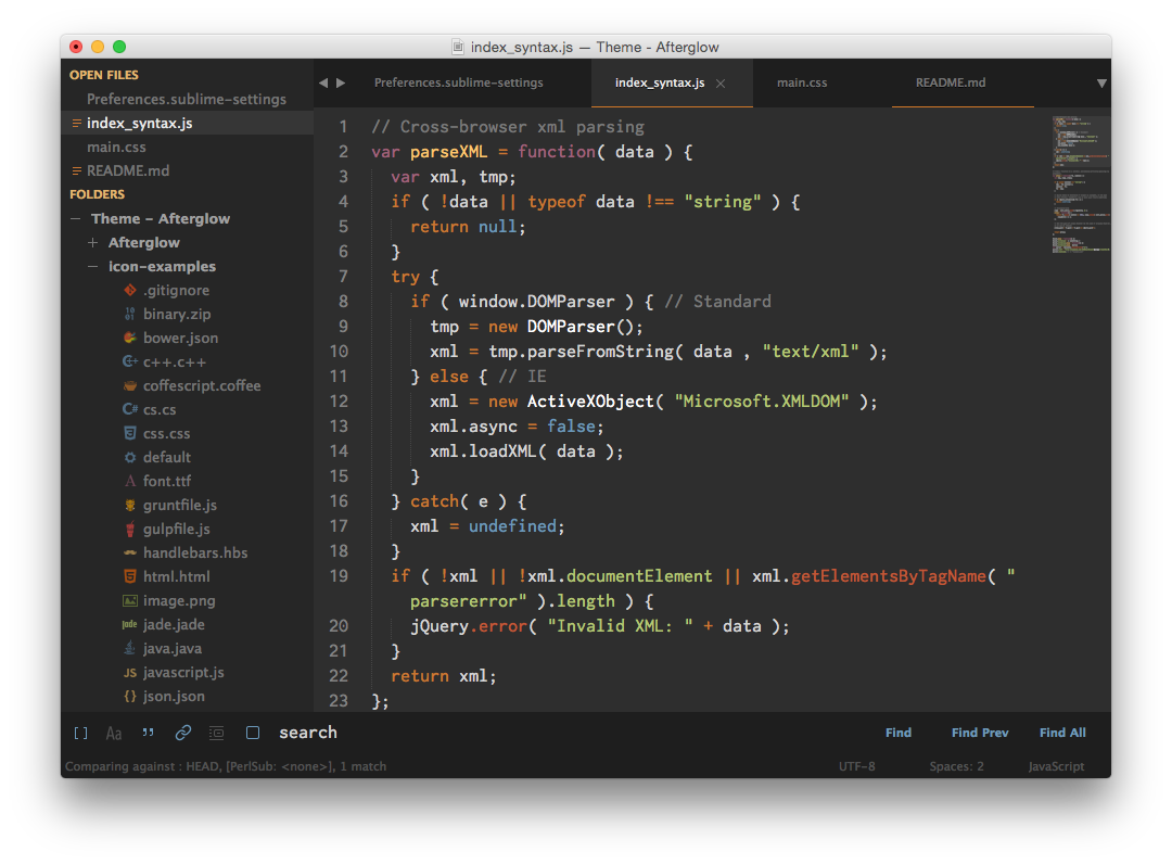 Afterglow Sublime Text Theme