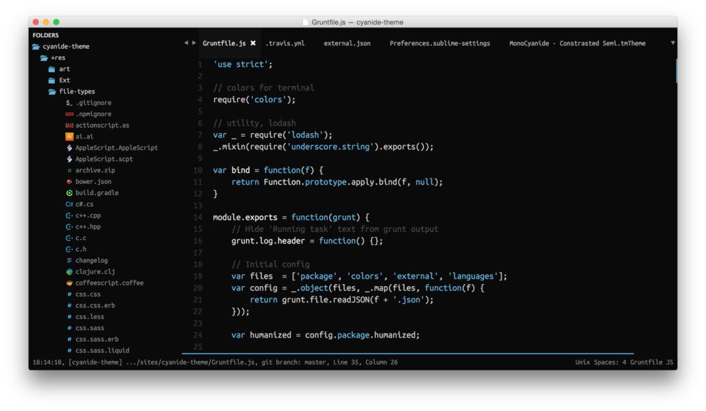 Cyanide Sublime Text Theme