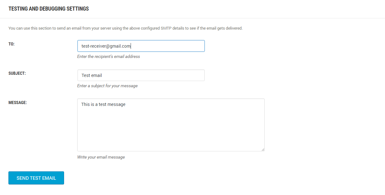 WordPress Easy SMTP Testing & Debugging Settings